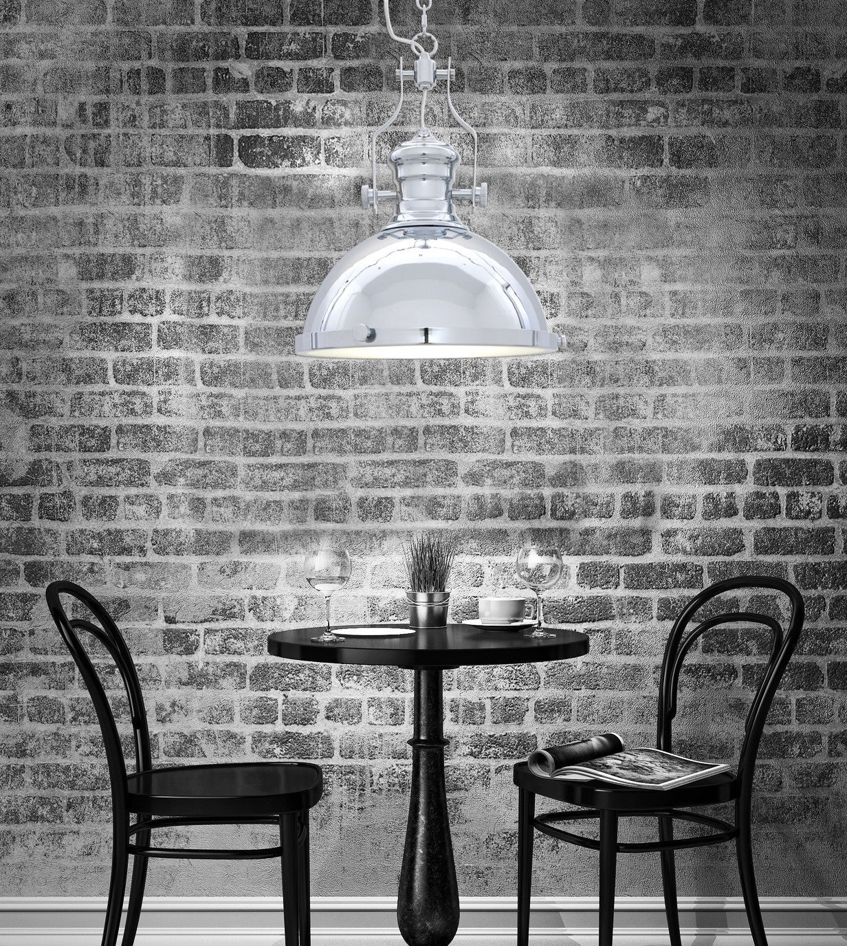 INDUSTRIAL LOFT CHROME PENDANT LAMP ETTORE - LuminaLux