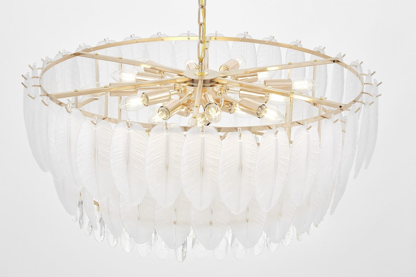 MODERN CRYSTAL CHANDELIER WHITE AND GOLD CAVALINI D80 - LuminaLux