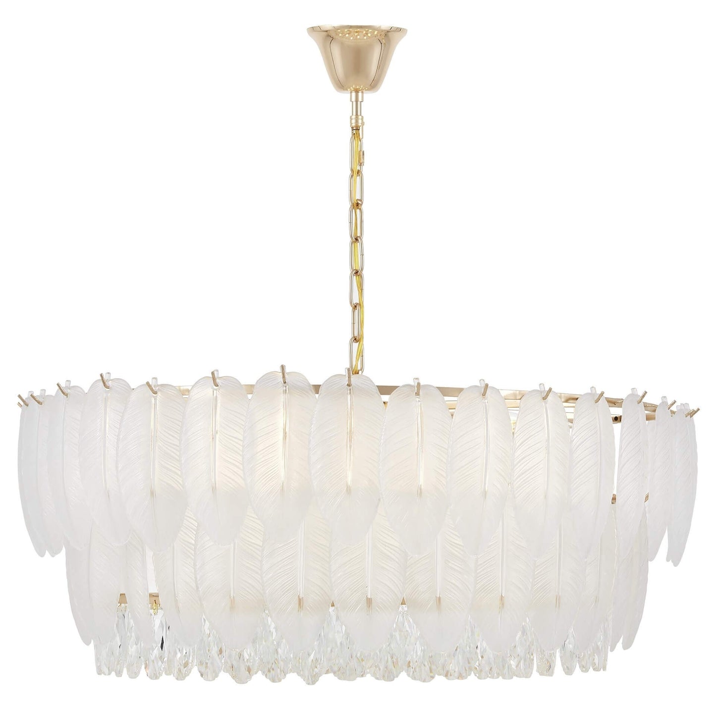 MODERN CRYSTAL CHANDELIER WHITE AND GOLD CAVALINI D80 - LuminaLux