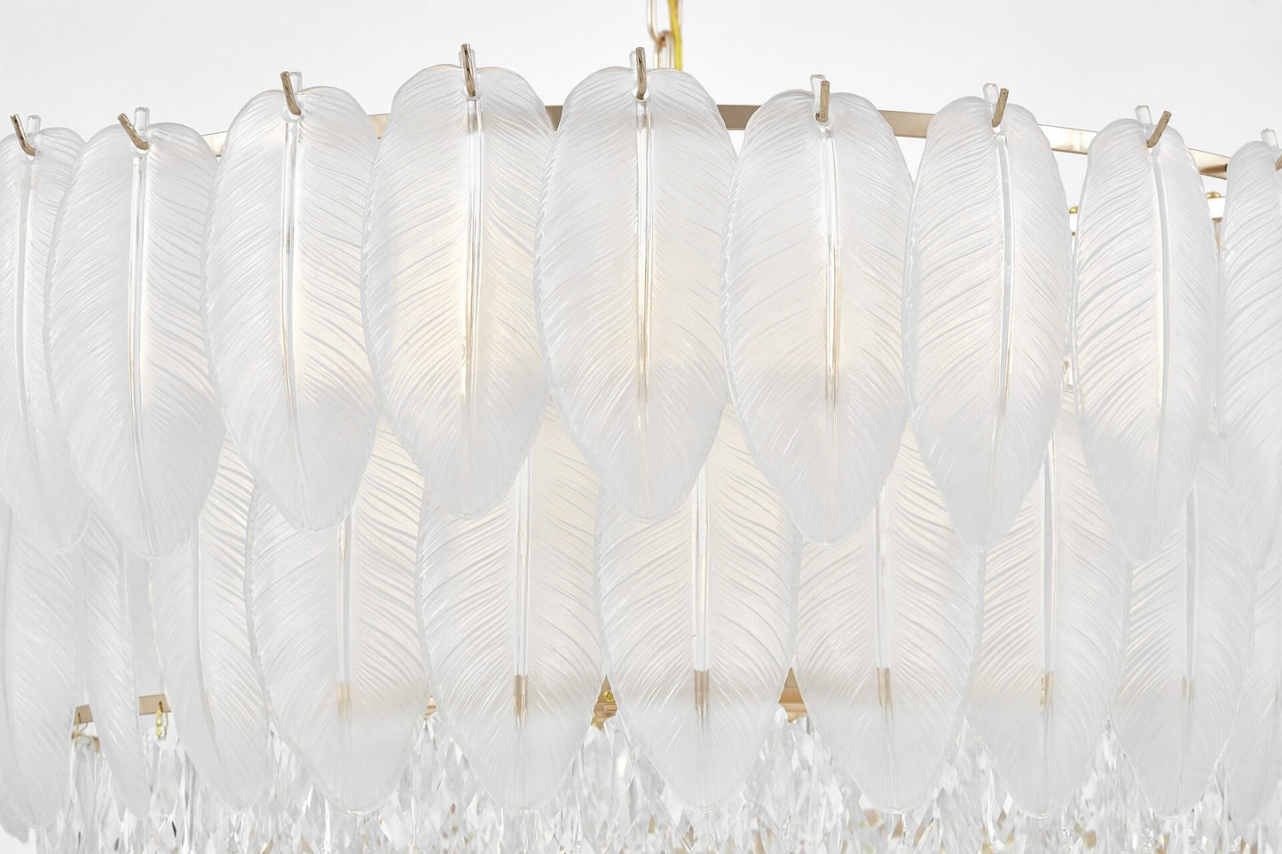 MODERN CRYSTAL CHANDELIER WHITE AND GOLD CAVALINI D80 - LuminaLux