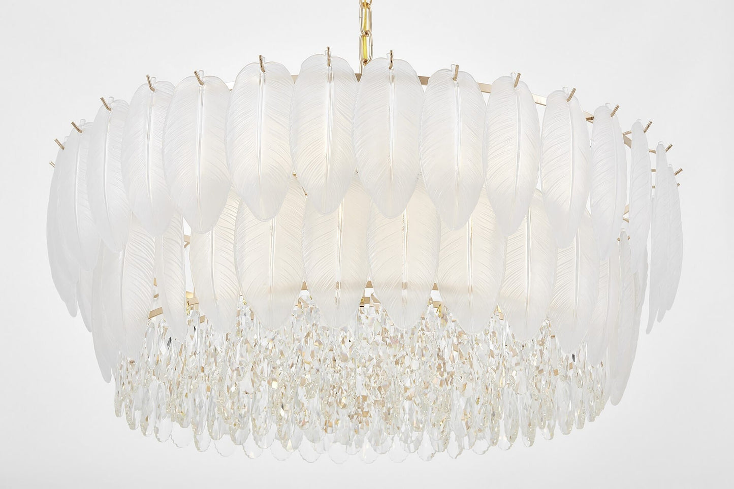 MODERN CRYSTAL CHANDELIER WHITE AND GOLD CAVALINI D80 - LuminaLux