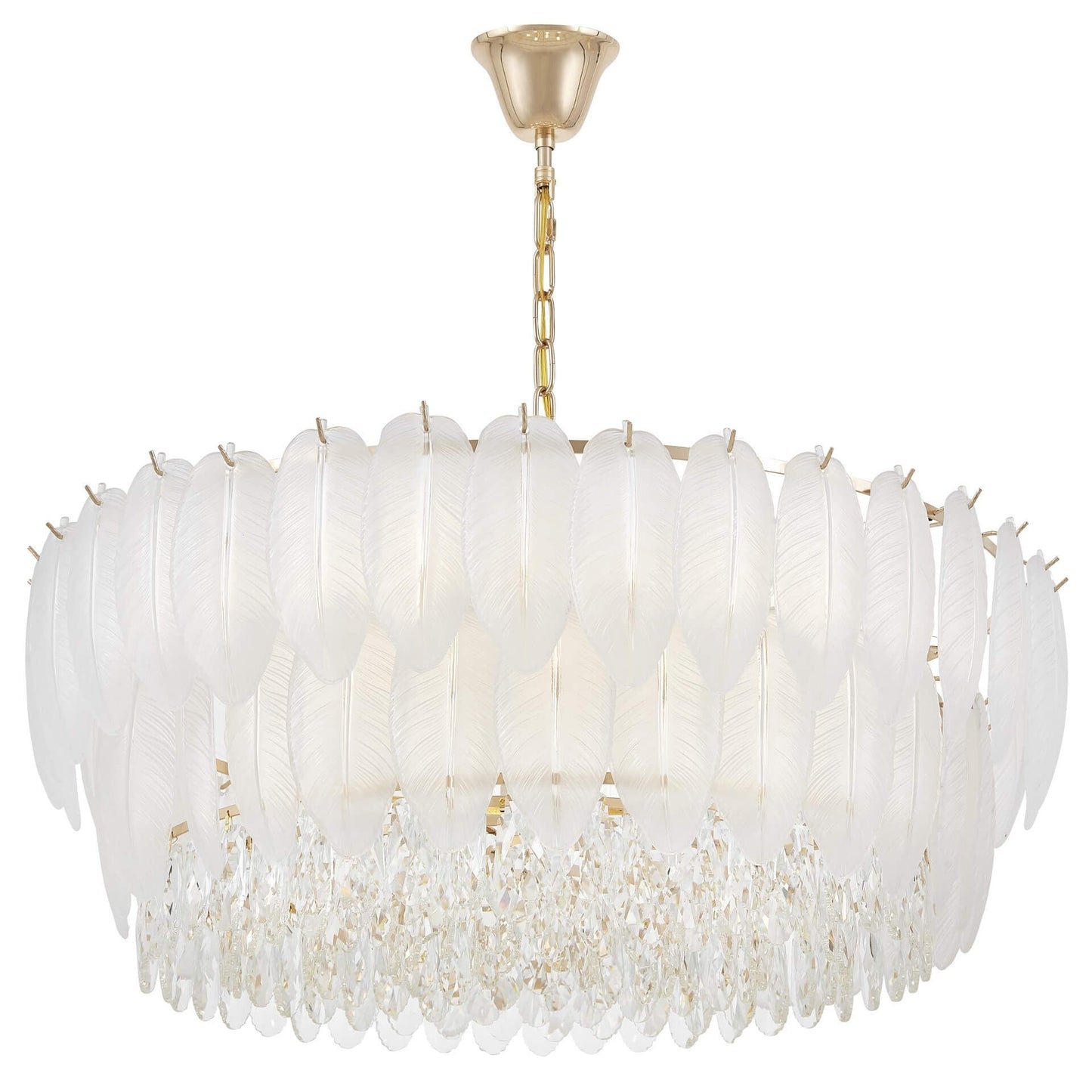 MODERN CRYSTAL CHANDELIER WHITE AND GOLD CAVALINI D80 - LuminaLux